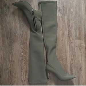 Free People Paris OTK Green Stretch Boot, Sz 39